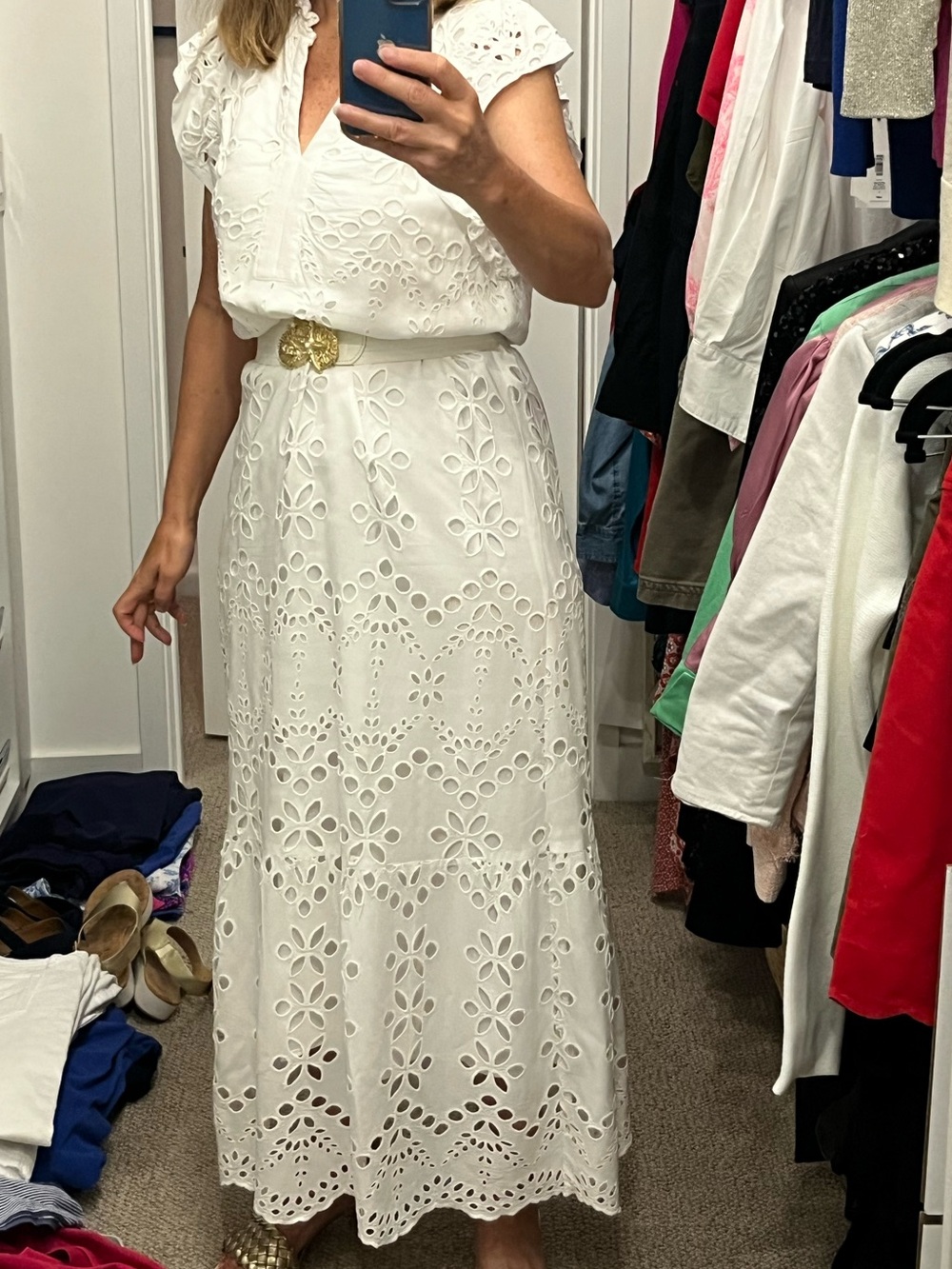 Lilly Pulitzer | Klaudie Ruffle Sleeve Eyelet Midi Dress | Sz 4